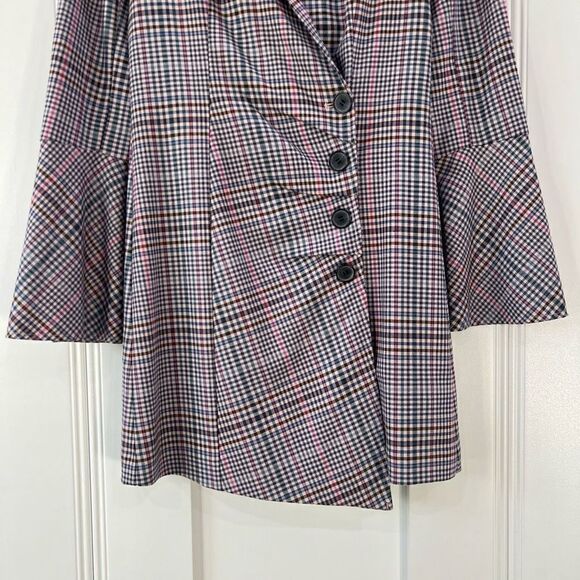 Parker Derby Blazer Mini Dress Women’s 4 Plaid Pink 4 Button Closure Workwear - Picture 4 of 15